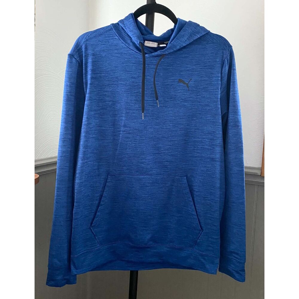 PUMA Men’s Medium Blue Performance Pullover Hoodie Athletic Long Sleeve